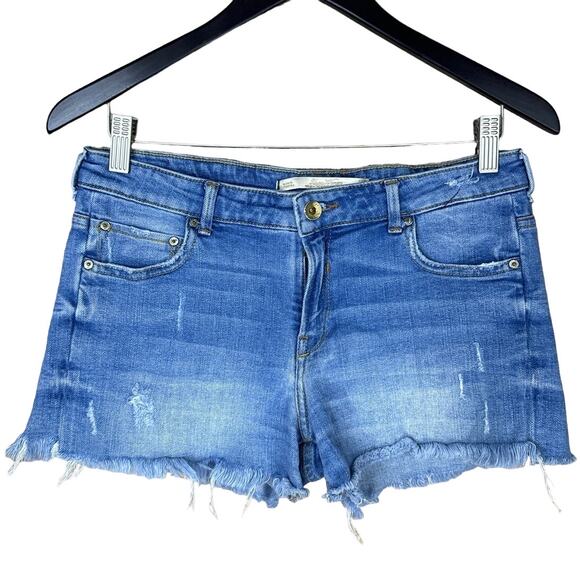 Zara Pants - Zara Woman Premium Denim Collection Denim Shorts Distressed Blue Jean Size 6